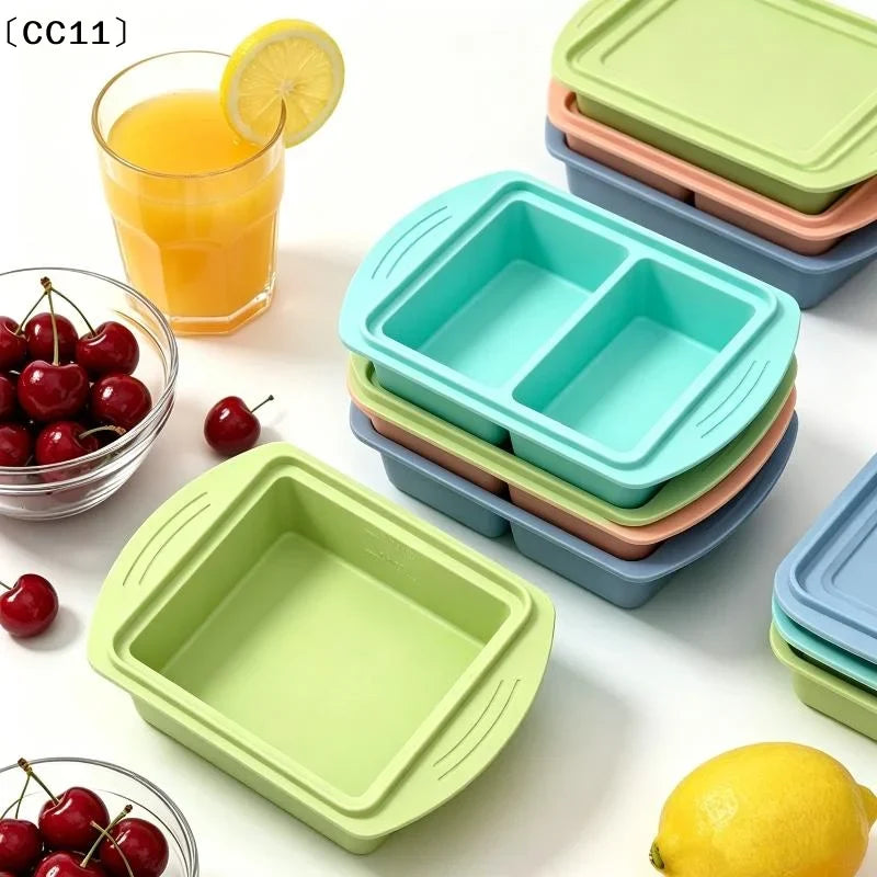 Silicone Freezer Mold Tray with Lid | Single & Double Compartment Silicone Freezer Mold Qme
