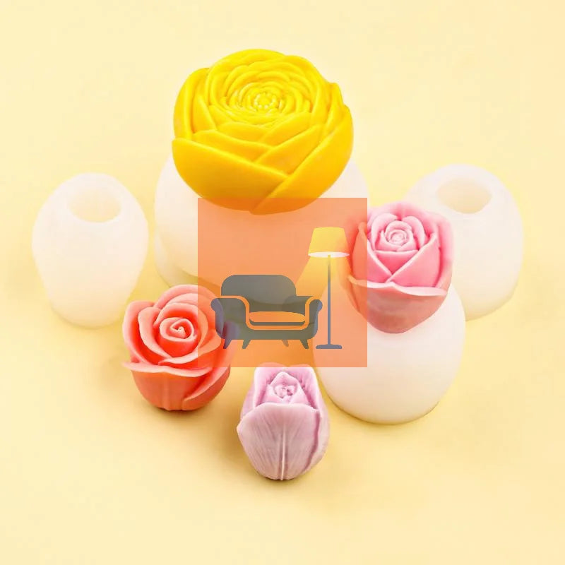 DIY Flower Silicone Resin Mold – Tulip & Rose Candle Plaster Silicone Craft Mold Qme