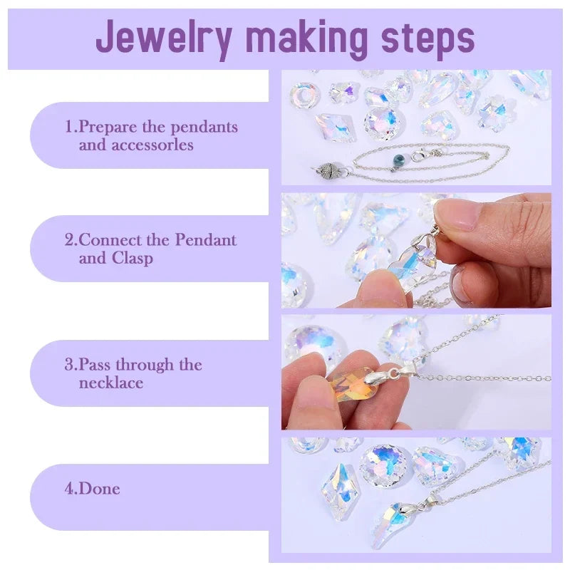 Crystal Rhinestone Pendants – Multi-Shape Jewelry Making Charms Crystal Jewelry Charms Qme