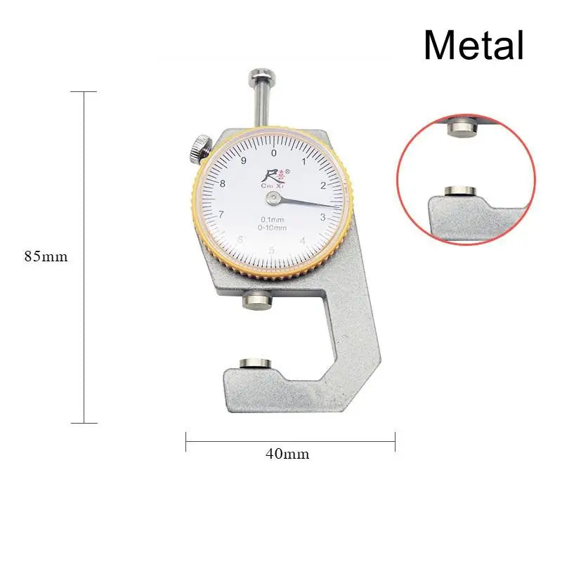 Leather Thickness Gauge 0–10mm Dial Meter for Paper & Pipe Dial Thickness Gauge Qme Metal