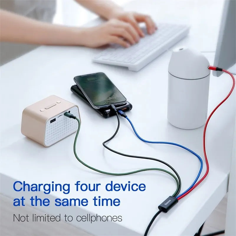 Baseus 4-in-1 Fast Charging Cable USB-C Micro Lightning Multi USB Charging Cable Qst