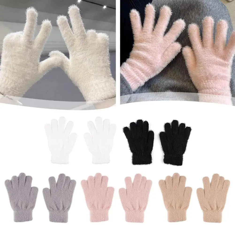 Winter Mink Velvet Five Finger Gloves – Plush & Warm Winter Velvet Gloves Qme