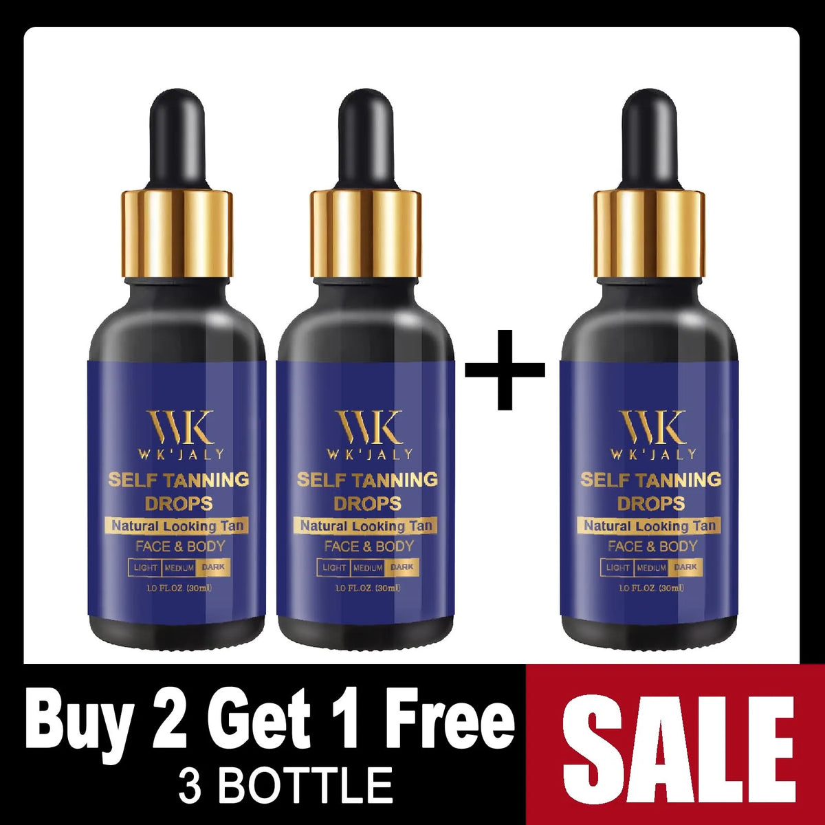 WK JALY Dark Self Tan Drops – DHA Vegan Streak-Free Glow Self Tanning Drops Qst Buy 2 Get 1 Free Germany