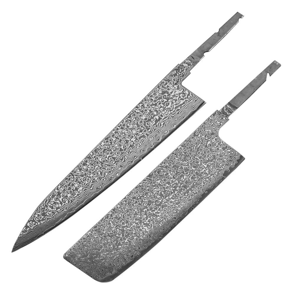 TURWHO Damascus VG10 Knife Blank Set – Kiritsuke & Nakiri DIY Knife Blank Set Qst 2PCS 1