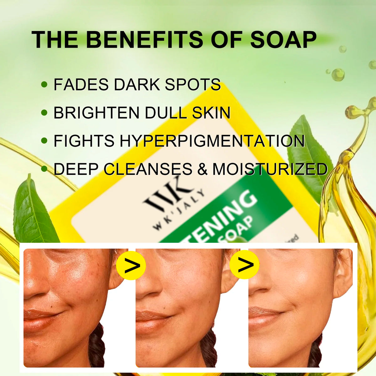 WK'JALY Lemon Brightening Soap – Glutathione & Shea Butter Brightening Bar Soap Qst
