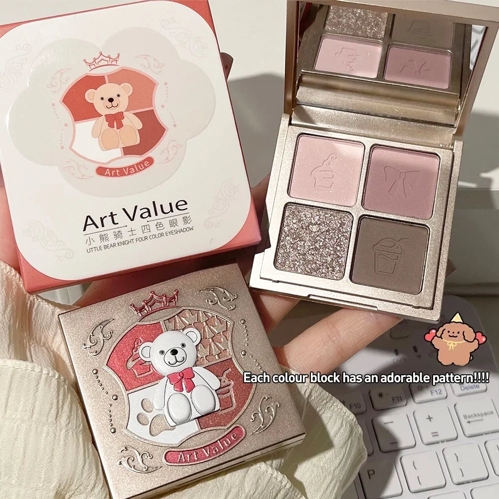 ART VALUE 4-Color Glitter Pearly Nude Eyeshadow Palette Eyeshadow Palette Qme