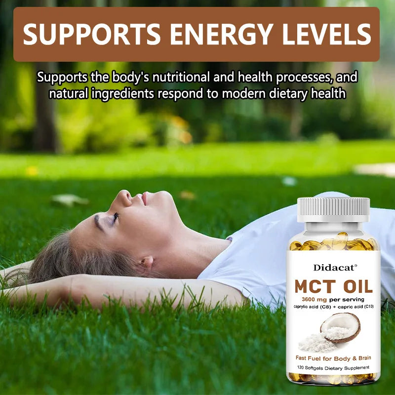 MCT Oil Capsules 3600mg – C8 & C10 Softgels, Non-GMO MCT Oil Supplement Qst