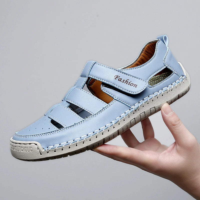 Women's Leather Flat Sandals – Roman Gladiator Beach Shoes Women's Flat Sandals Qst