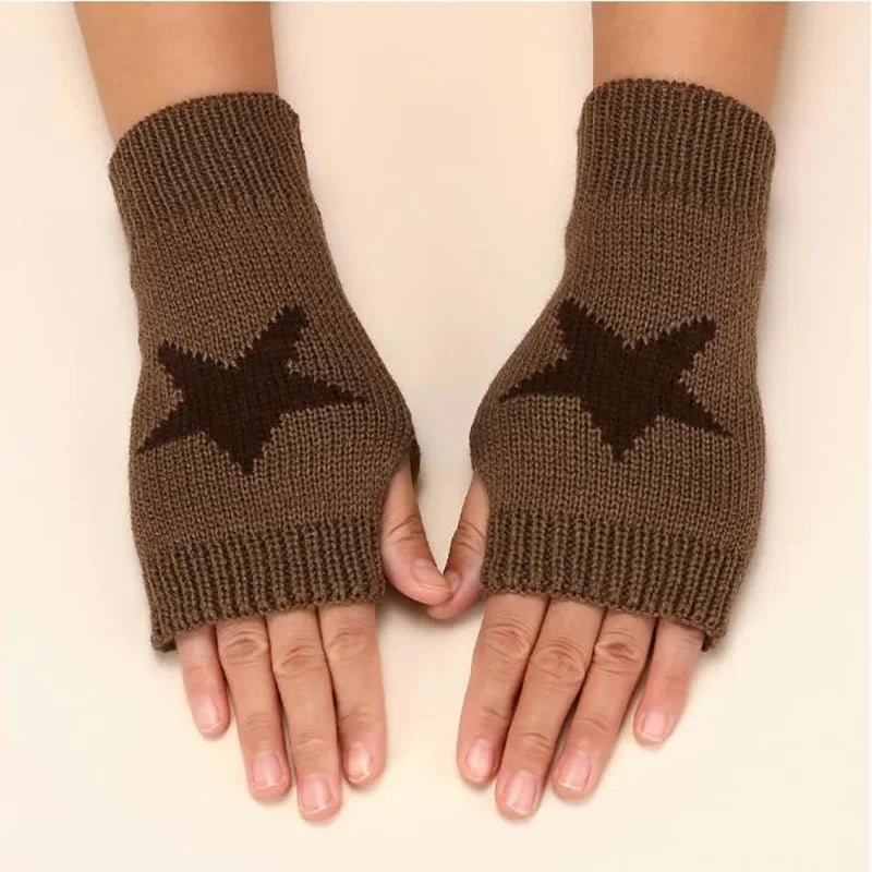 Women's Knitted Fingerless Gloves – Warm Soft Winter Half-Finger Mittens Fingerless Knit Gloves Qme A-13 Length -20cm
