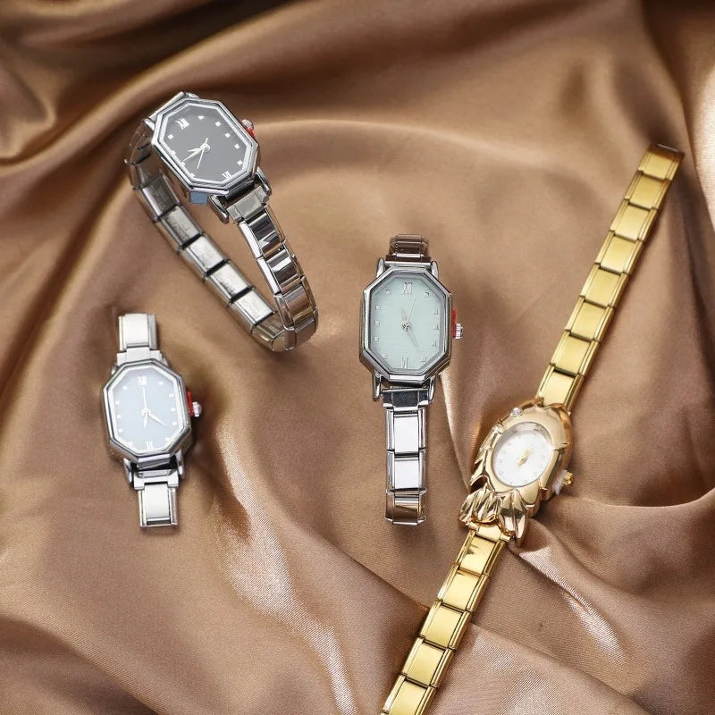 Women's DIY Elastic Charm Stainless Steel Watch Bracelet Charm Watch Bracelet Qme