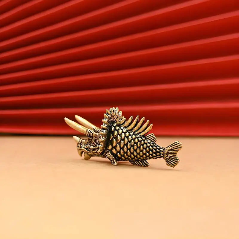 Brass Fish Figurine Retro Lucky Animal Statue Home Decor Brass Figurine Qst