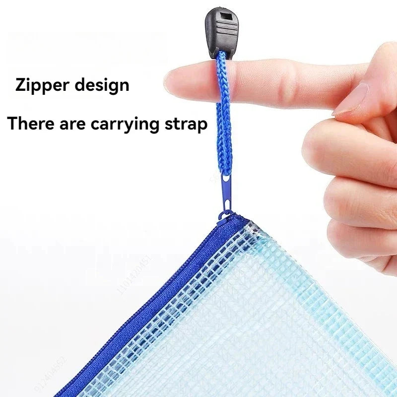 Mesh Zipper File Pouch A4 A5 A6 Document Storage Folder Zipper File Pouch Qme