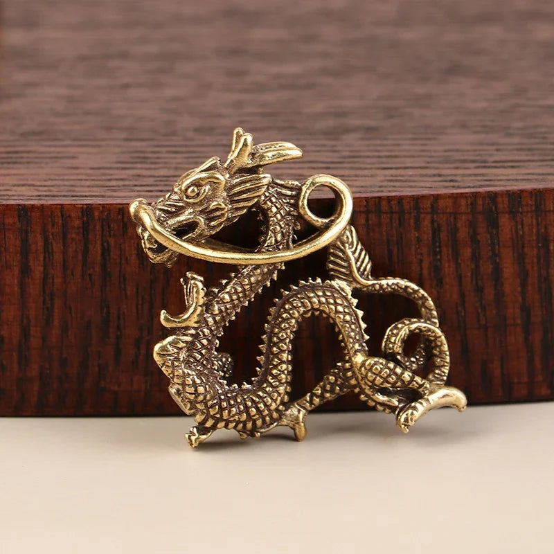 Retro Brass Dragon Figurine – Feng Shui Lucky Decor Brass Dragon Figurine Qme