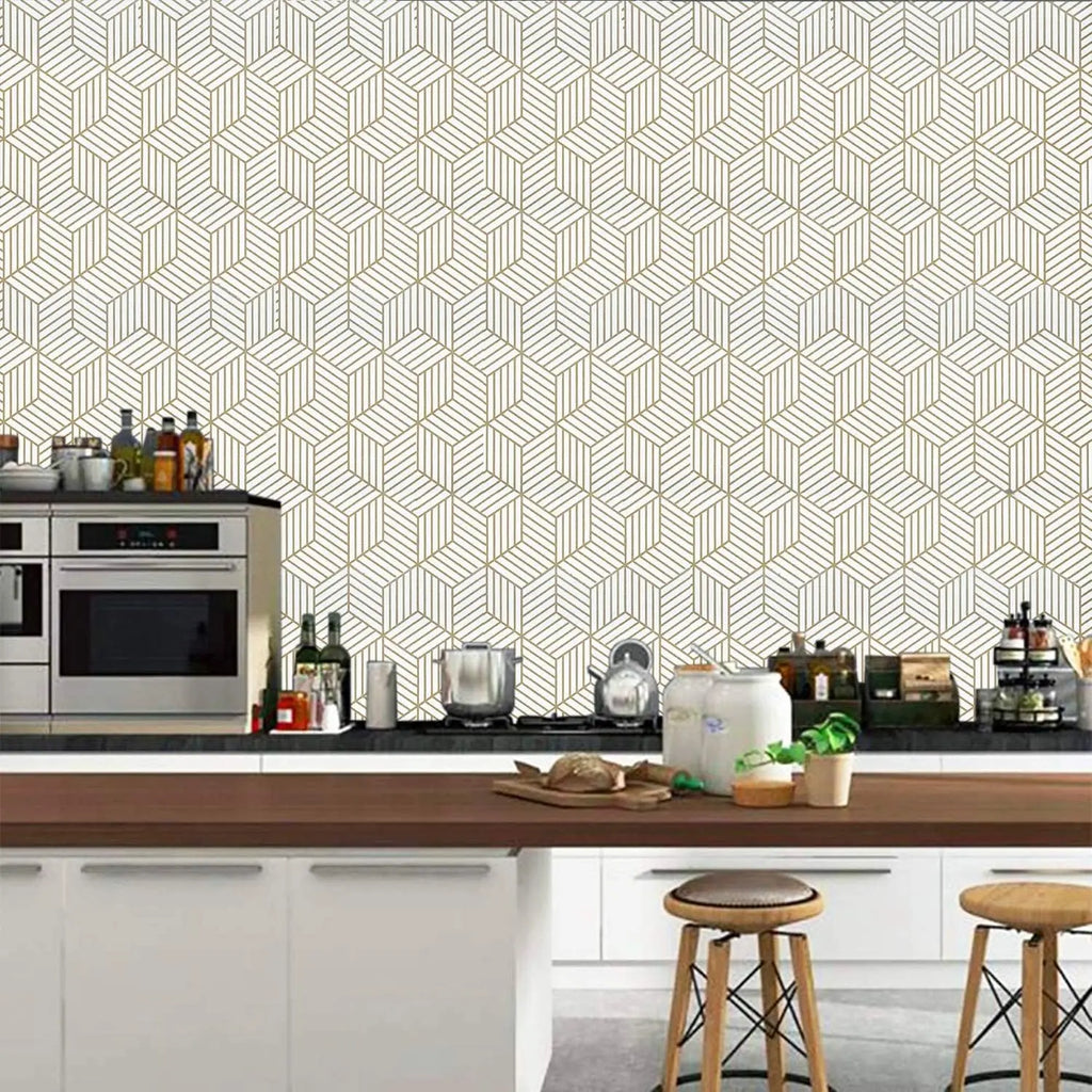 Geometric Hexagon Peel & Stick Wallpaper – Removable Vinyl Peel & Stick Wallpaper Qme