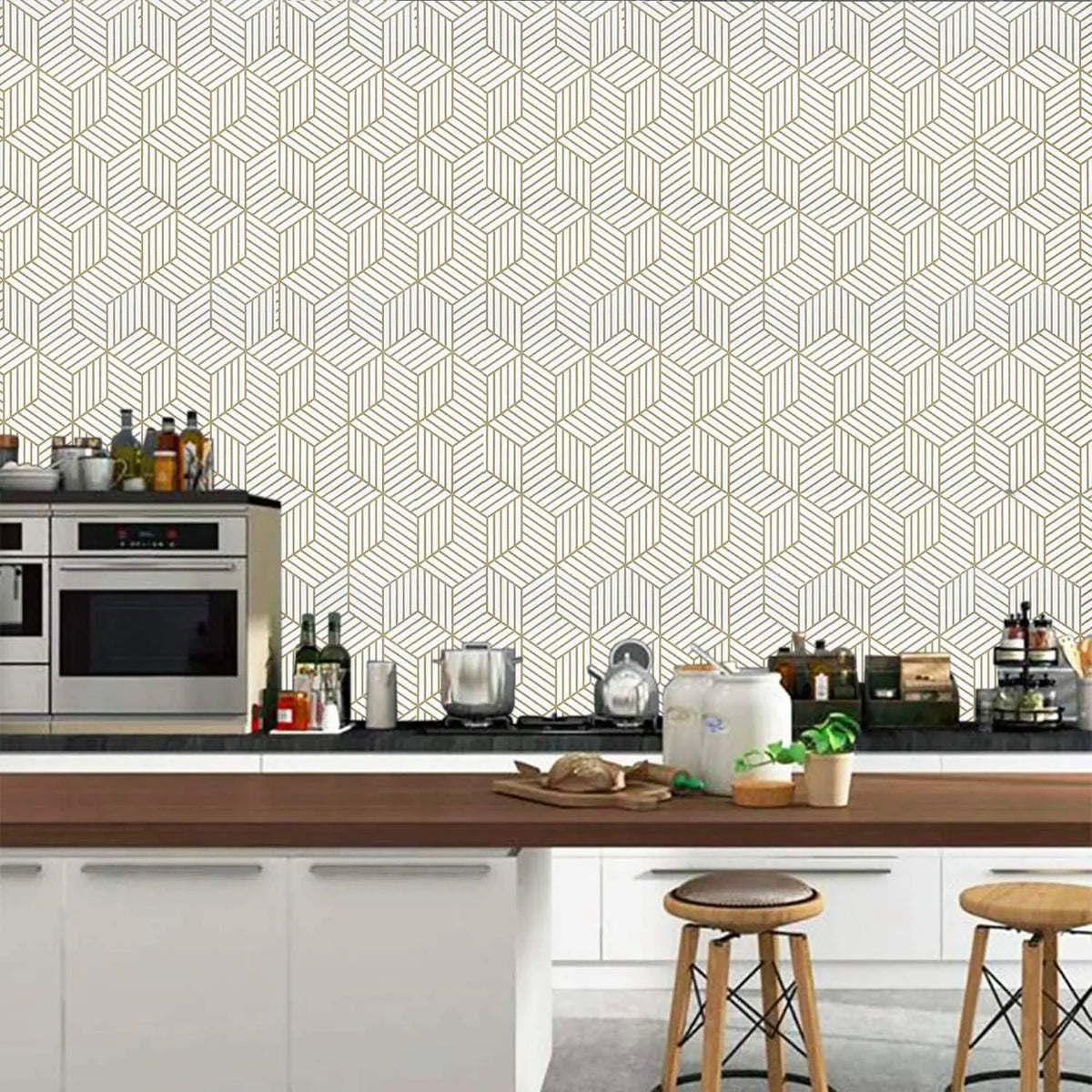 Geometric Hexagon Peel & Stick Wallpaper – Removable Vinyl Peel & Stick Wallpaper Qme