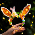 Handmade Glowing Bunny Headband – Twisted Rabbit Hair Hoop Novelty Hair Headband Qme Style 4