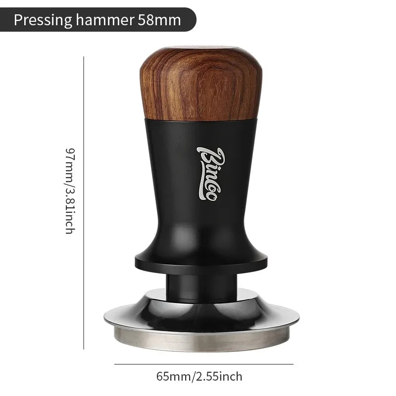 BINCOO 51/58mm Stainless Steel Espresso Coffee Tamper Set Espresso Tamper Set Qst Black Tamper 58mm