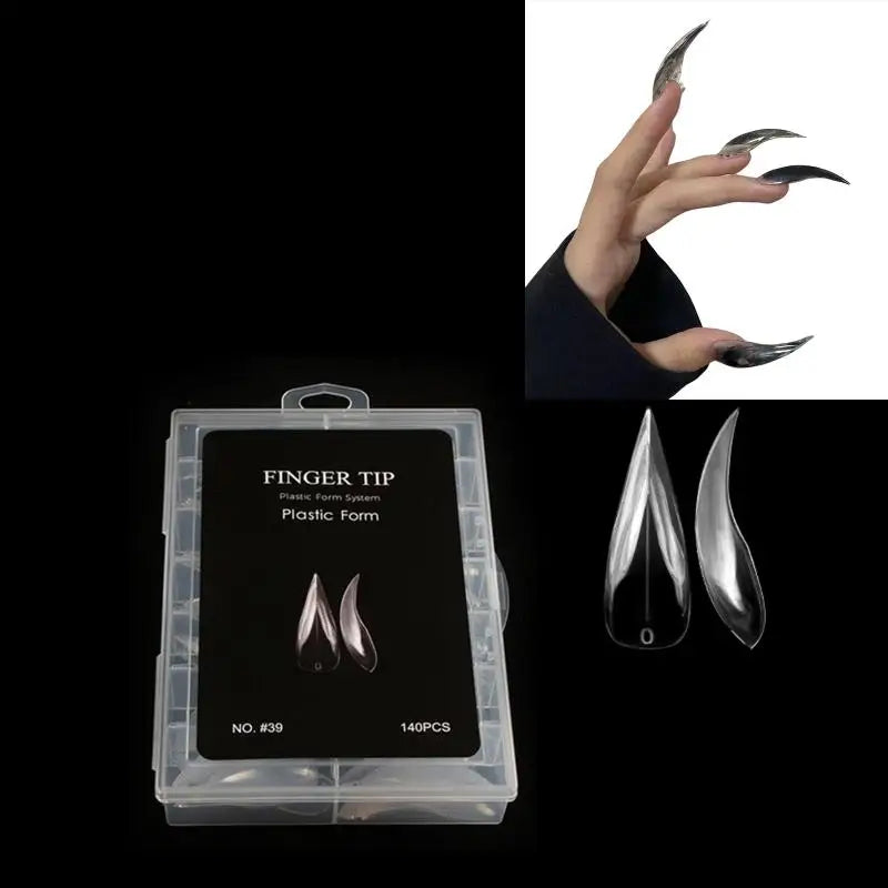 Curved Stiletto Nail Dual Forms 3D Cat's Claw Extension Tips 140pc Nail Extension Forms Qme