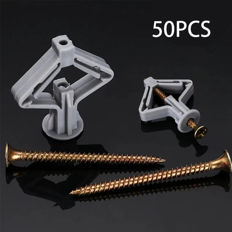 Hollow Wall Anchors Butterfly Expansion Screws Drywall 50pc Wall Anchors & Screws Qme 50 set