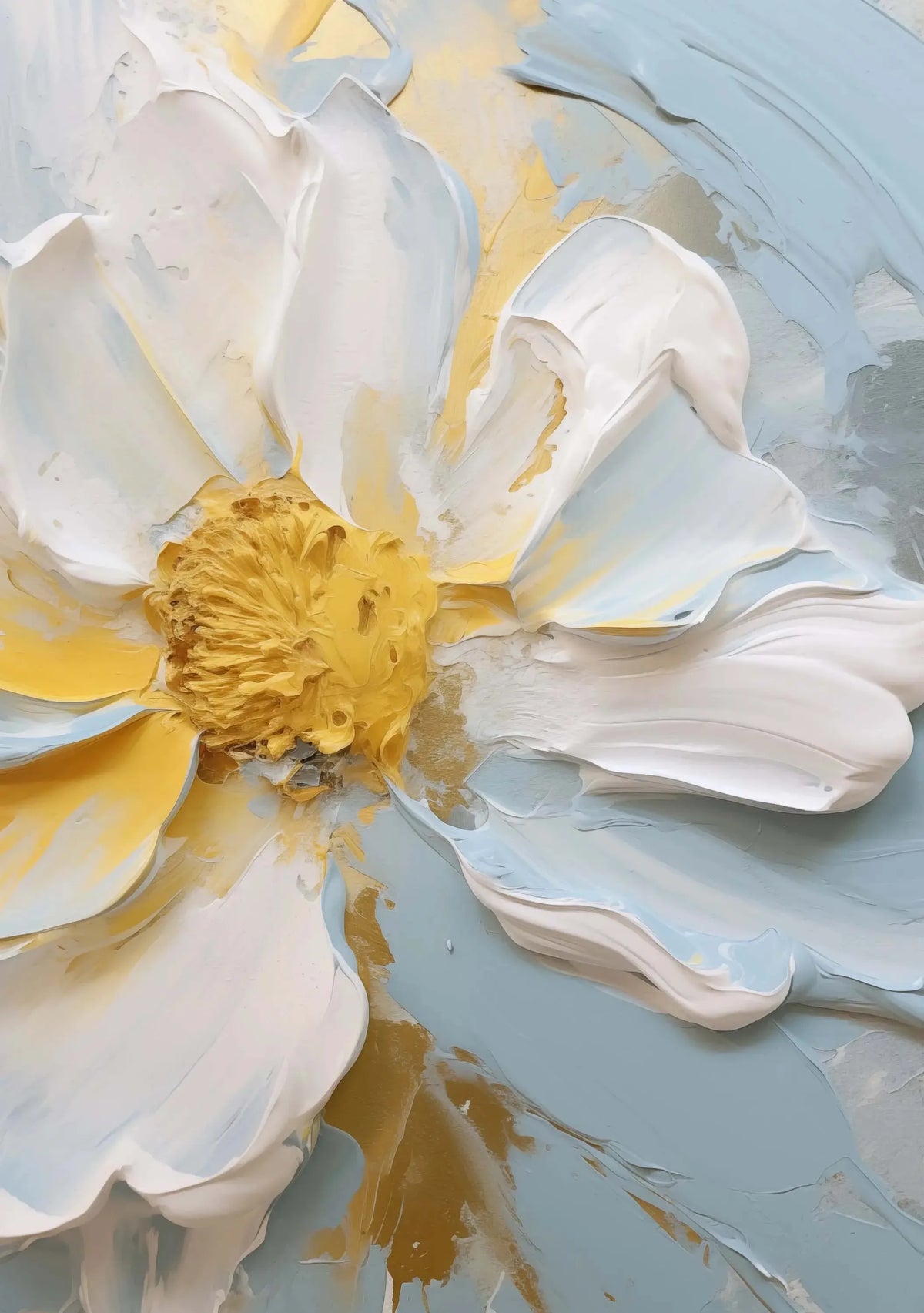 Nordic Abstract White Flower Canvas Wall Art Print | Unframed Canvas Wall Art Qst A 40x60cm Unframed