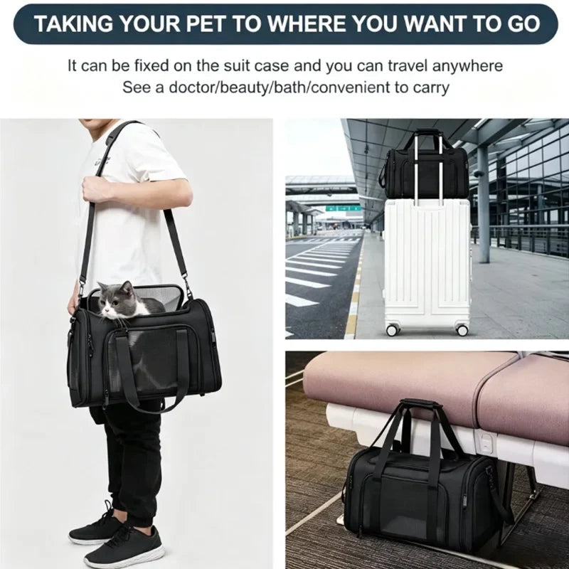 Foldable Breathable Oxford Pet Carrier Bag | Dog & Cat Travel Pet Carrier Bag Qme