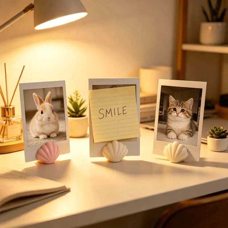 Shell Conch Photo Clips 3D Desktop Stand | Card & Note Holder Desktop Photo Clip Stand Qme