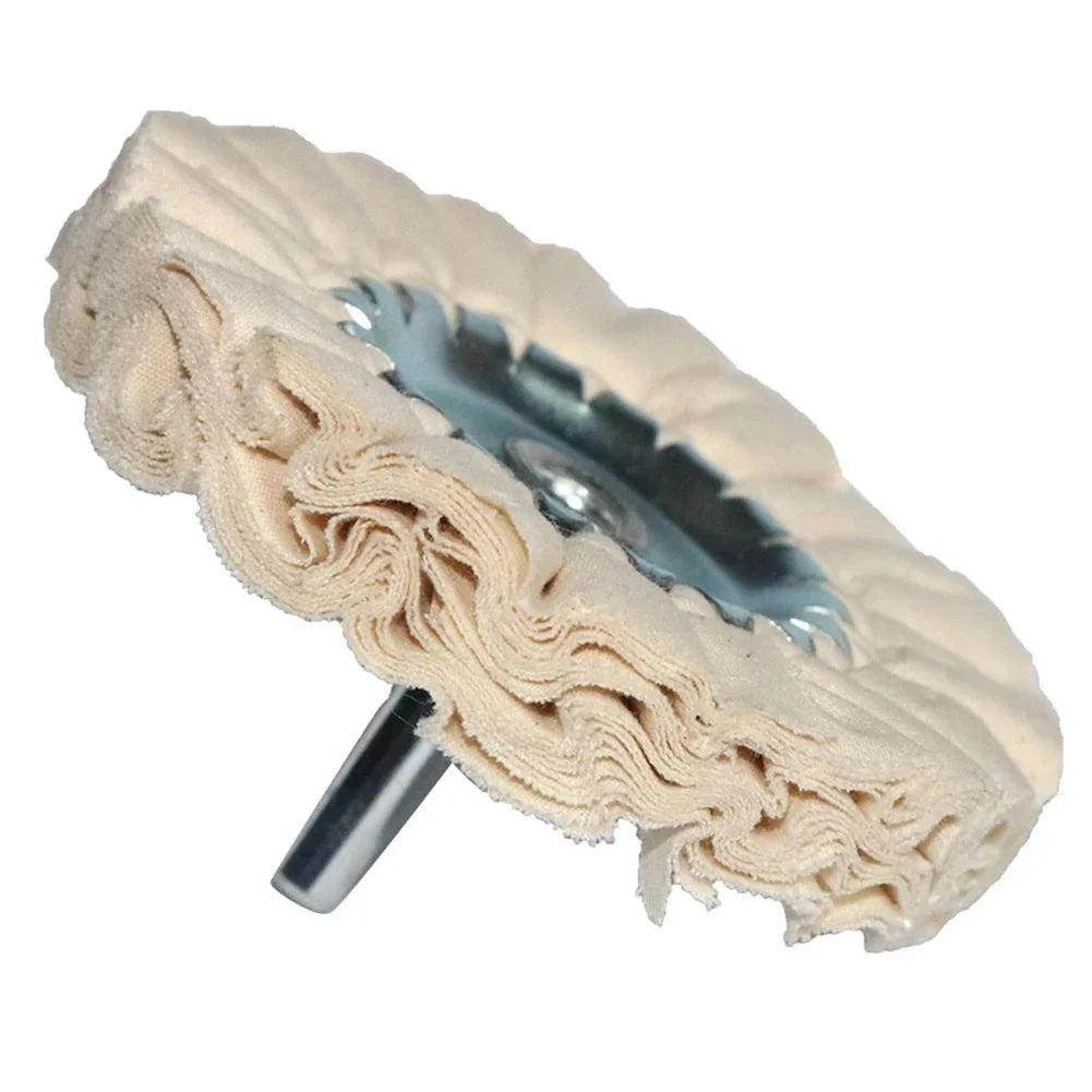 White Cotton Buffing Wheel 100mm Polishing Bit 6mm Shank Polishing Buffing Wheel Qme