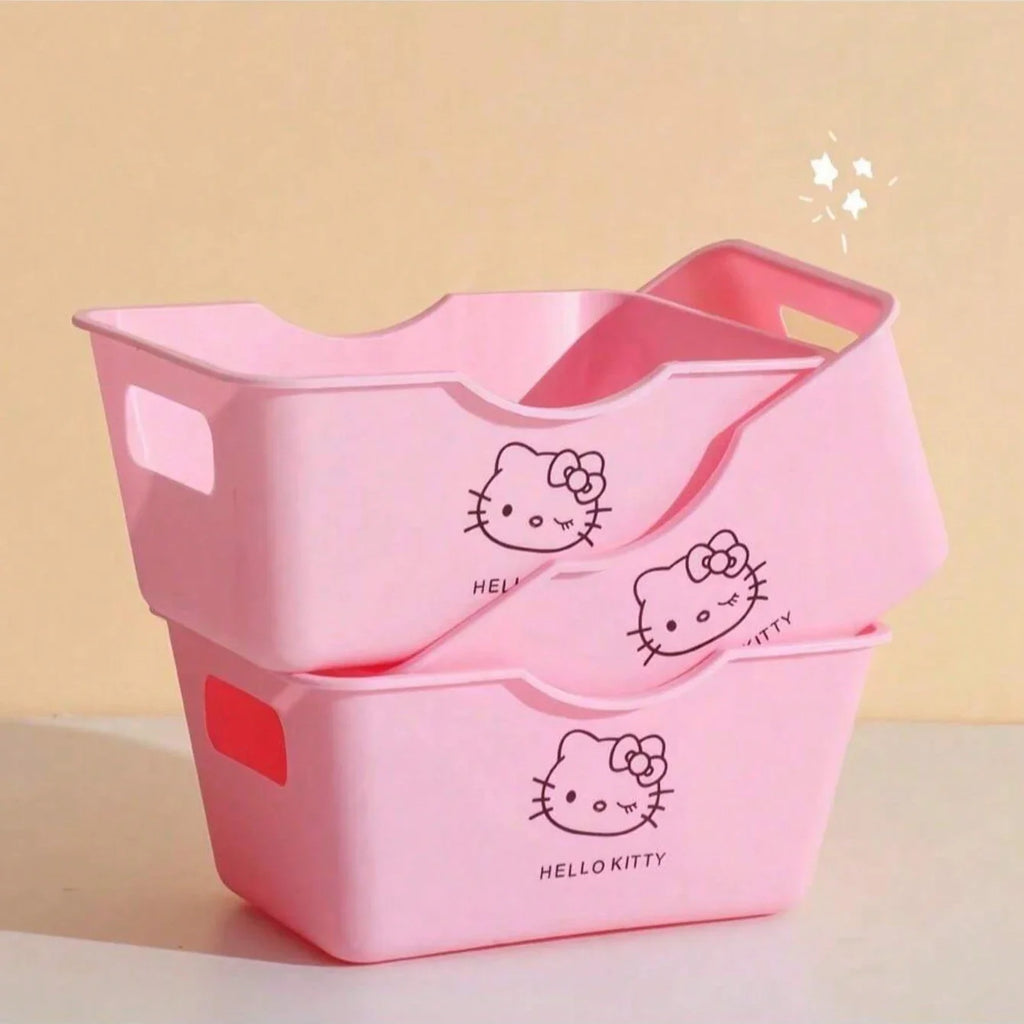 Hello Kitty Desktop Storage Basket | Cute Desk Organizer Desktop Storage Basket Qme