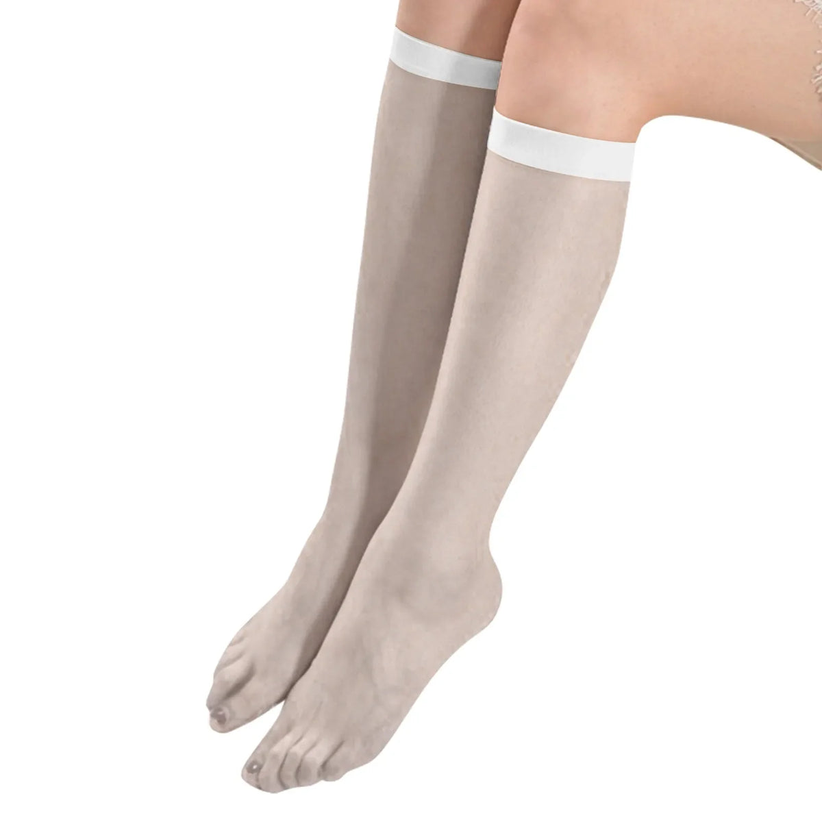 Women's Mesh Mid-Calf Socks – Sheer Solid Stockings, 5 Colors Mesh Mid-Calf Socks Qme White One Size