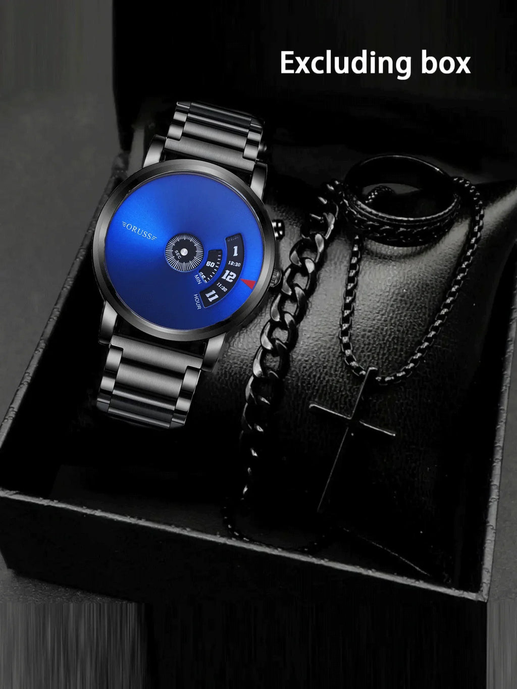 ORUSS Men's Automatic Watch – Starry Sky Steel Bracelet Automatic Watch Qme Blue No