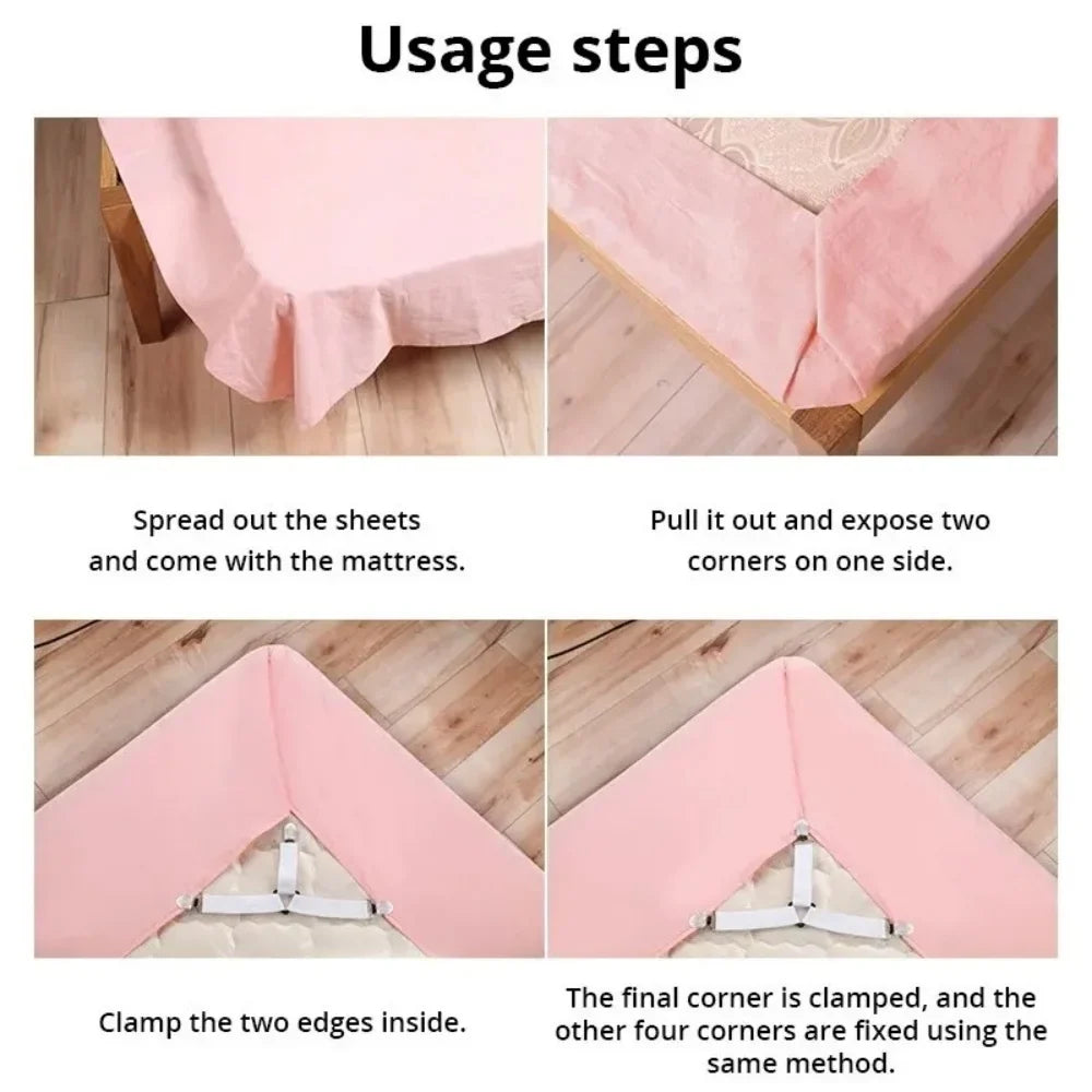 Triangle Bed Sheet Holders – Adjustable Elastic Clips 4PCS Bed Sheet Holders Qme