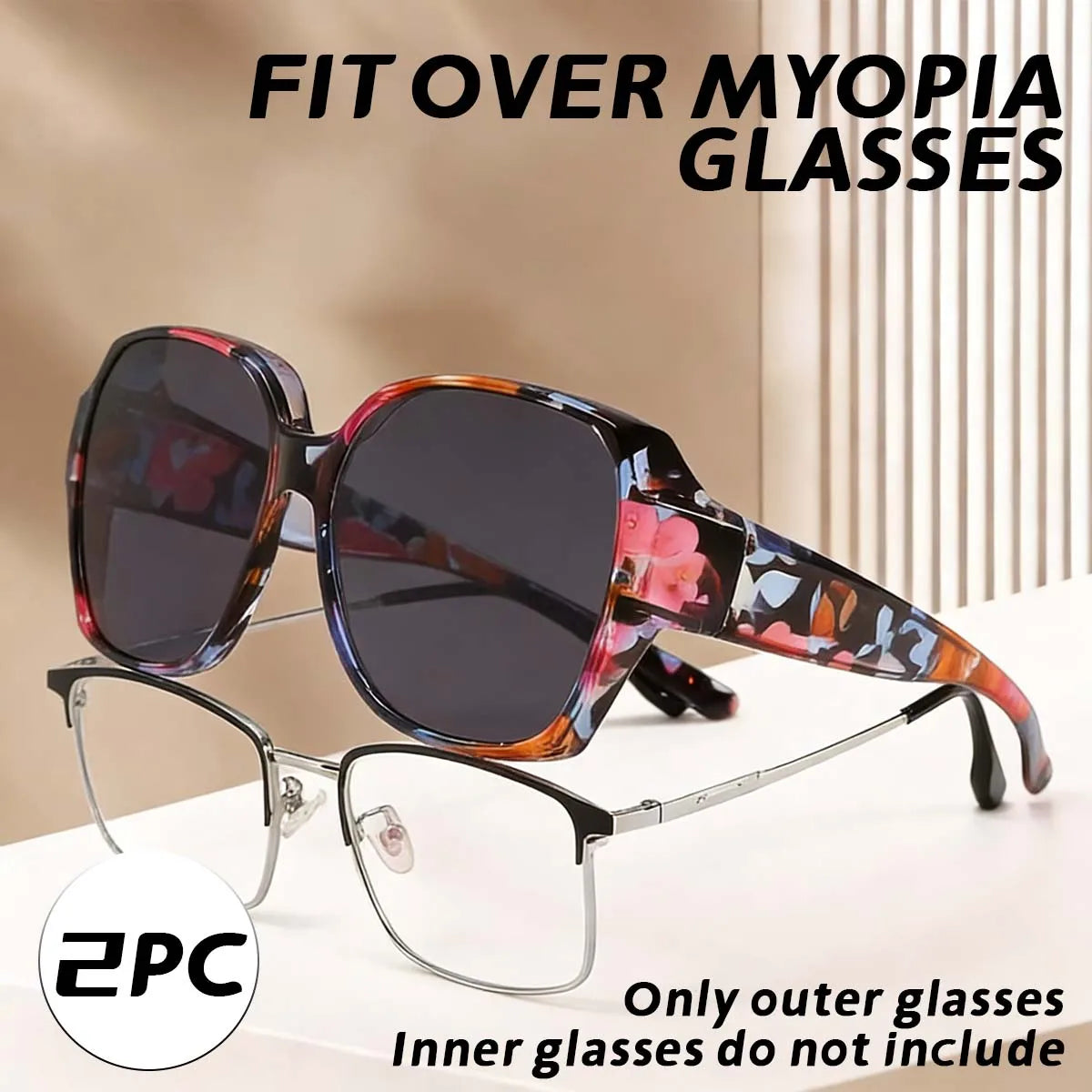 VOPHA Over-Glasses Sunglasses UV400 Clip-On – Men & Women Clip-On Sunglasses Qst