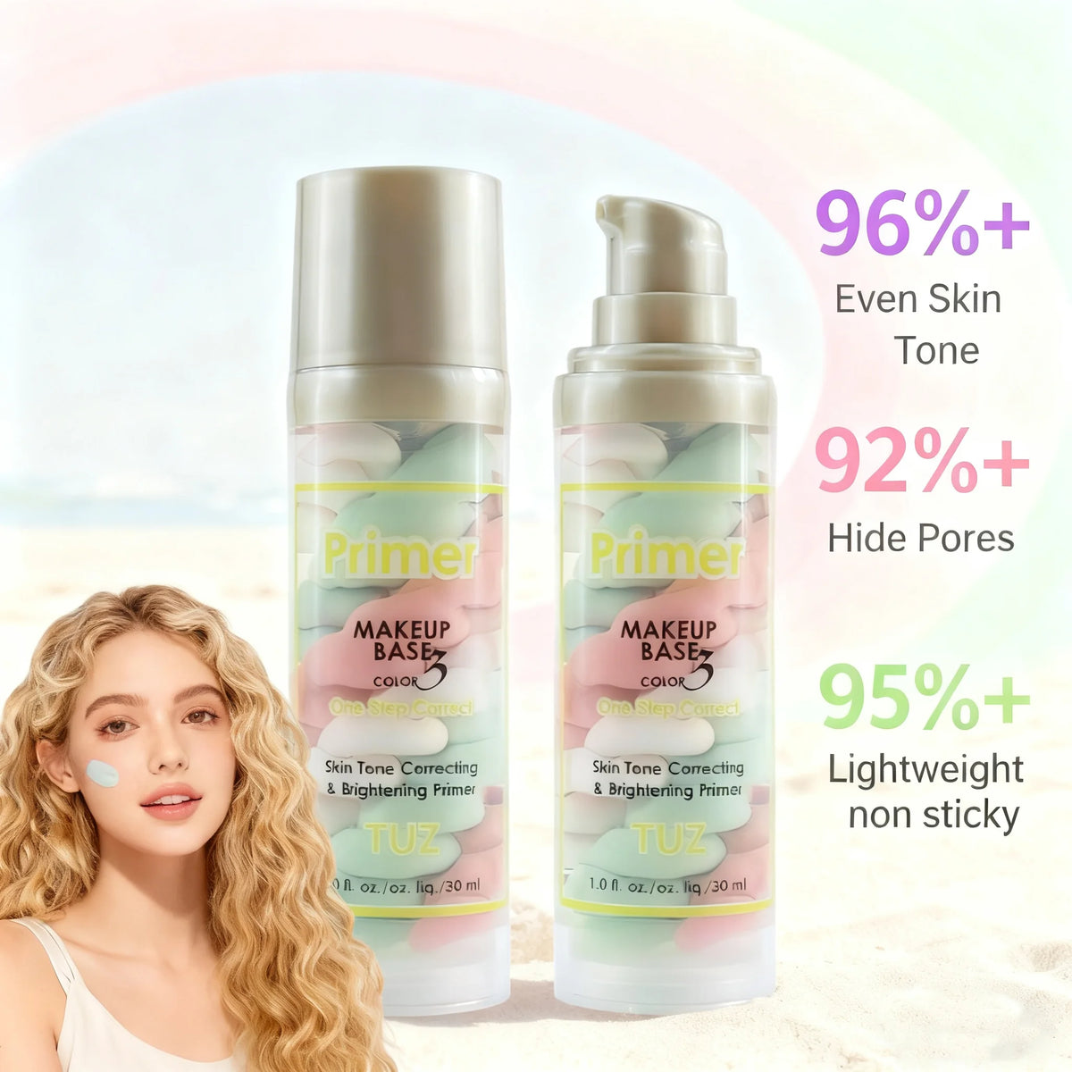TUZ Color Correcting Brightening Makeup Primer 30ml – 3 Shades Makeup Primer Qst