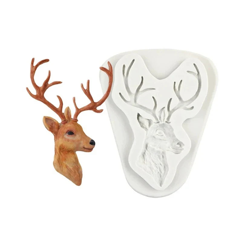Christmas Deer Head Silicone Mold – Fondant, Chocolate & Soap Silicone Baking Mold Qme