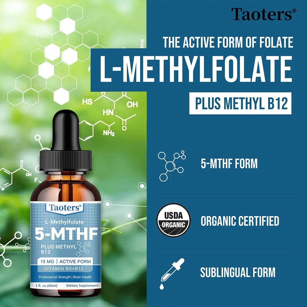 Organic Methyl Folate + Methyl B12 Liquid | 5-MTHF Berry Liquid Vitamin Supplement Qst