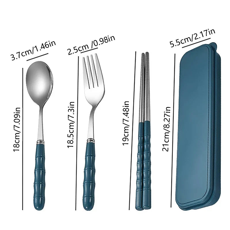 Stainless Steel Chopsticks Spoon Fork Set | Portable Tableware Portable Cutlery Set Qme