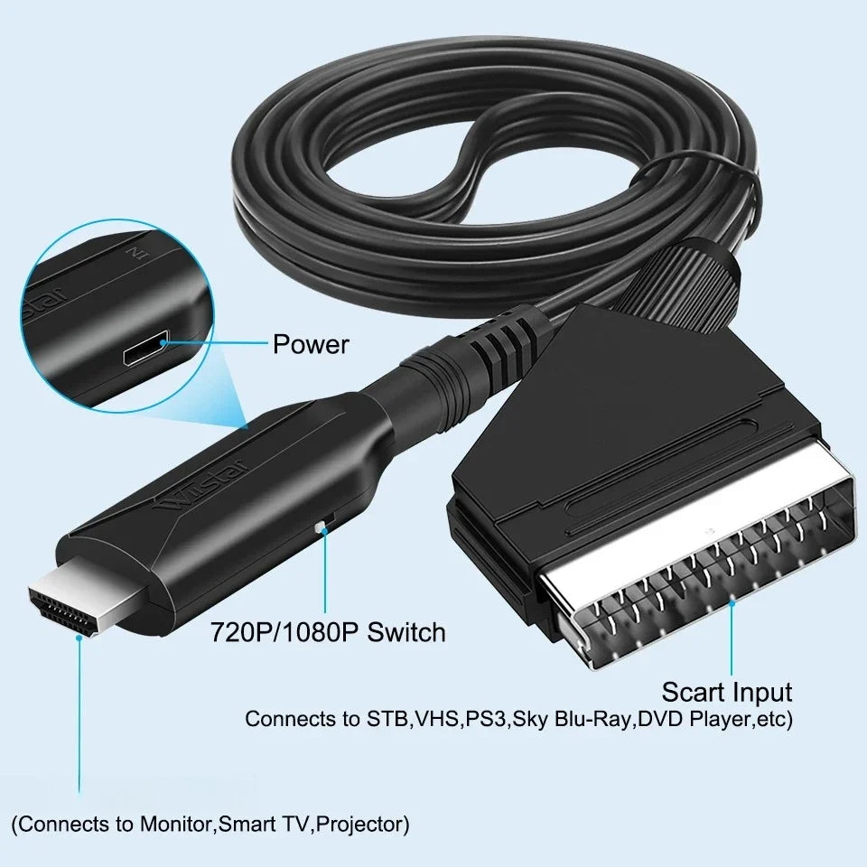 SCART to HDMI Converter | Professional Video & Audio Adapter SCART HDMI Adapter Qme