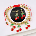 Cherry Strawberry Cubic Zirconia Bracelet & Earring Set | 16 Colors Jewelry Set Qme Jewelry Set 16