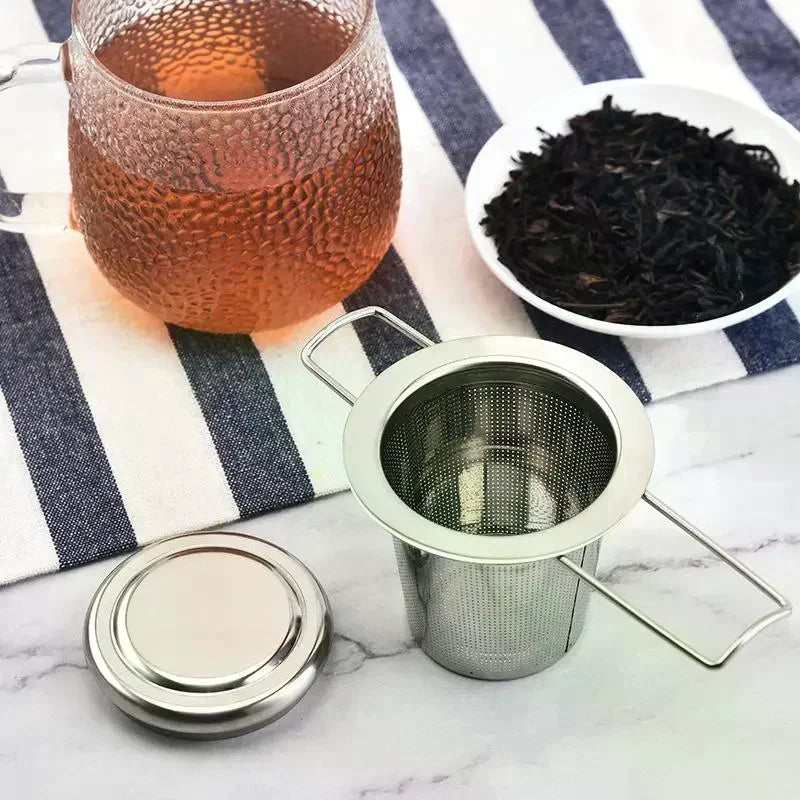 Stainless Steel Mesh Tea Infuser with Lid – Reusable Loose Leaf Tea Infuser Qme