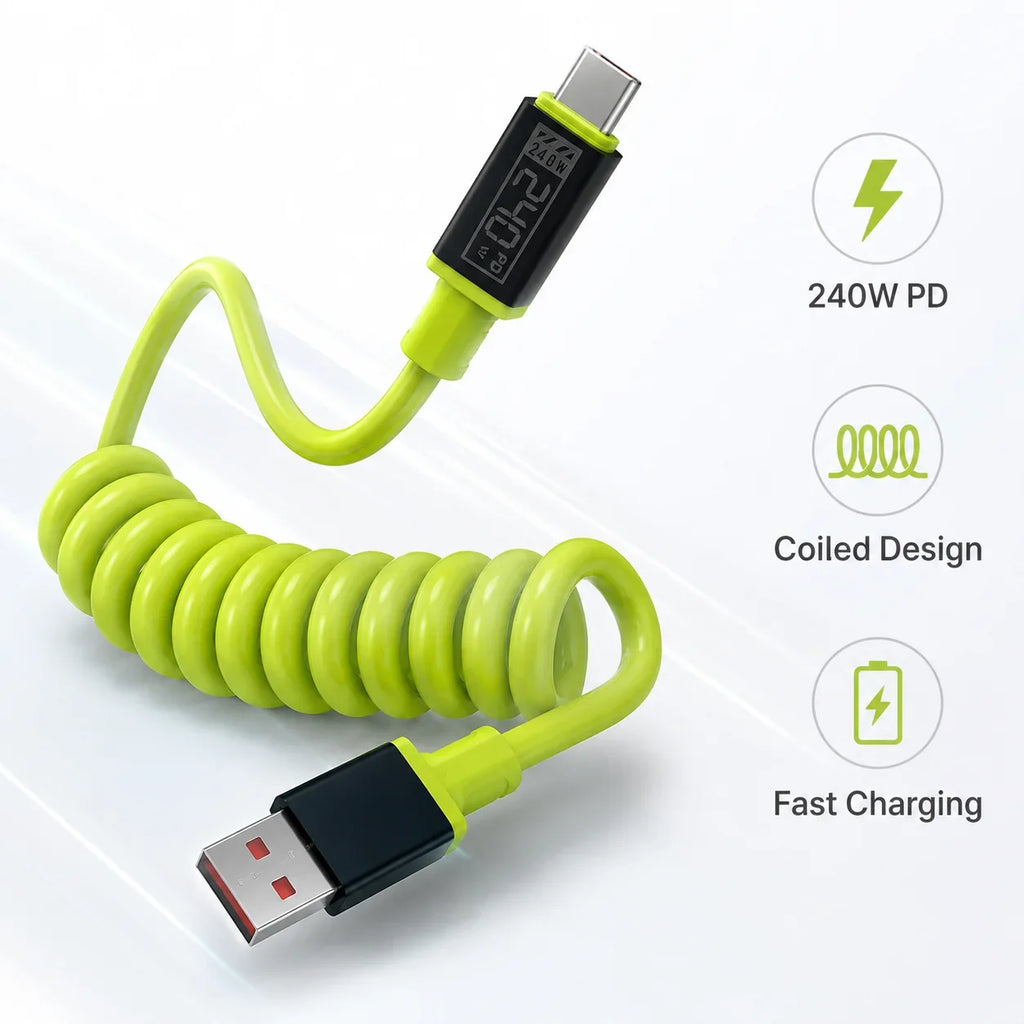 240W USB-C Fast Charging Silicone Cable 1M/2M | PD & QC 3.0 USB-C Charging Cable Qme