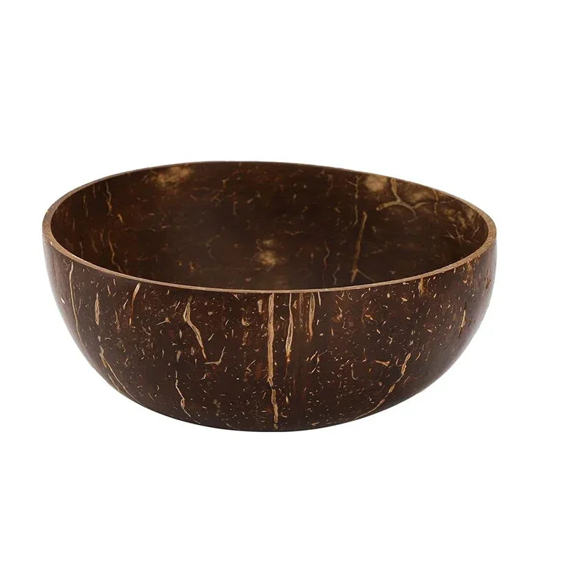 Natural Coconut Shell Bowl & Wooden Spoon Set | Polished Coconut Shell Bowl Set Qme Bowl