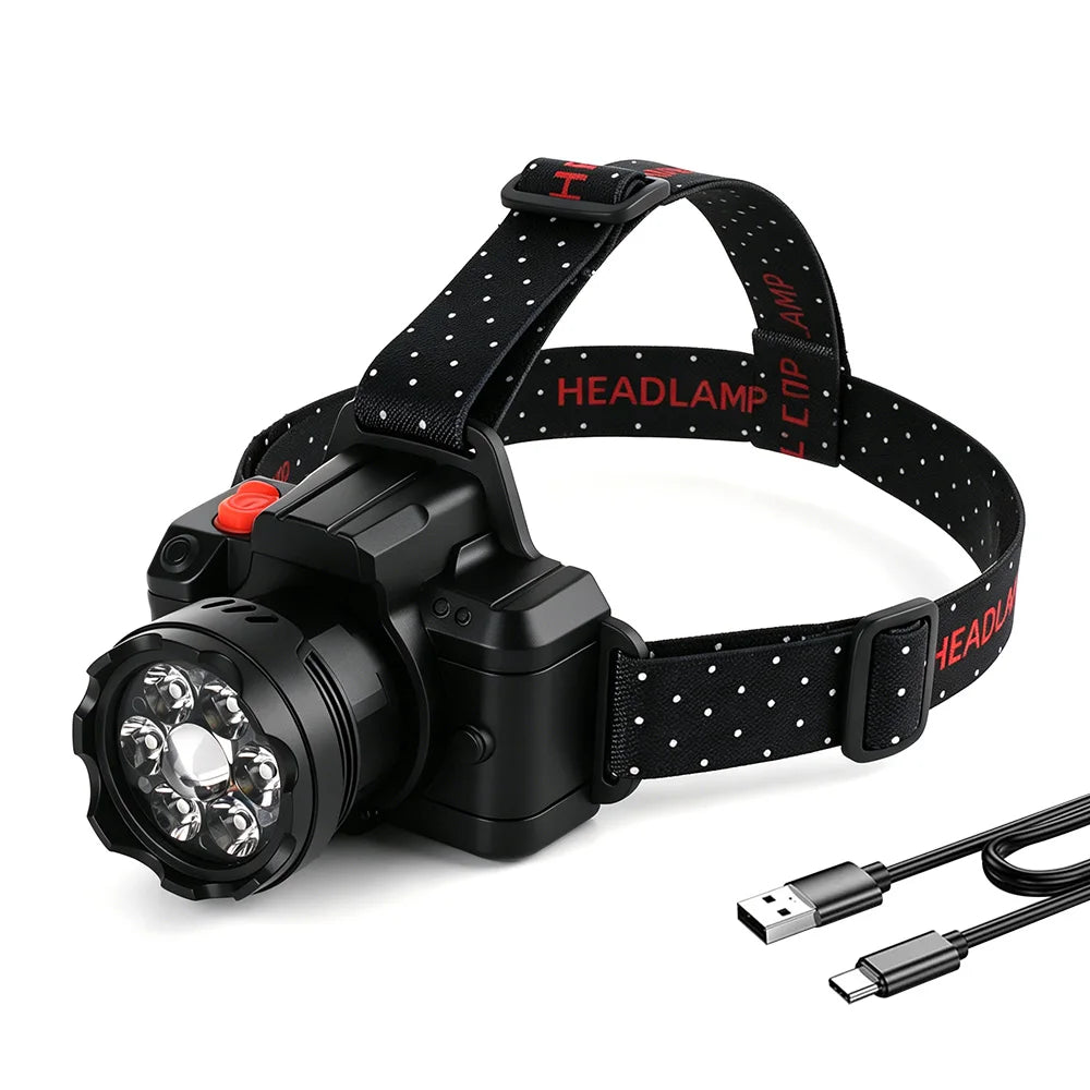 BORUiT 530LM Motion Sensor LED Headlamp USB Rechargeable LED Headlamp Qst BlacK