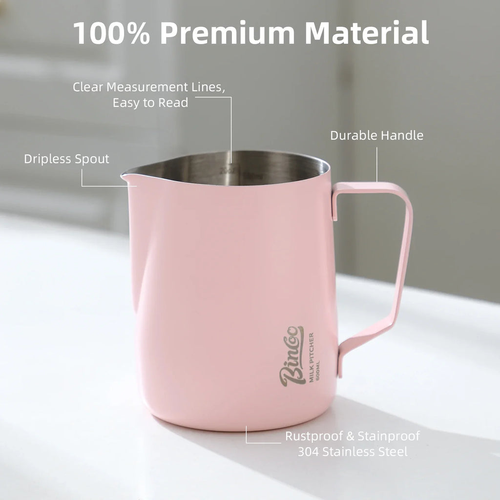 Bincoo 350/600ml Milk Frothing Pitcher 304 Stainless Steel Latte Milk Frothing Pitcher Qst