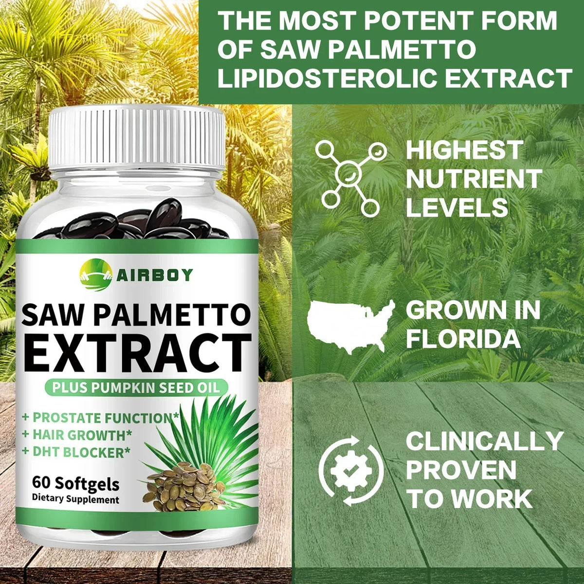 Saw Palmetto Capsules – Prostate, Urinary & Hair Growth Support Herbal Supplement Qst