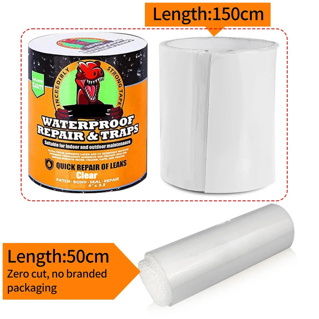 Waterproof Leak Sealing Tape – Self-Adhesive Pipe Repair Waterproof Repair Tape Qme Clear 50CM 10cm