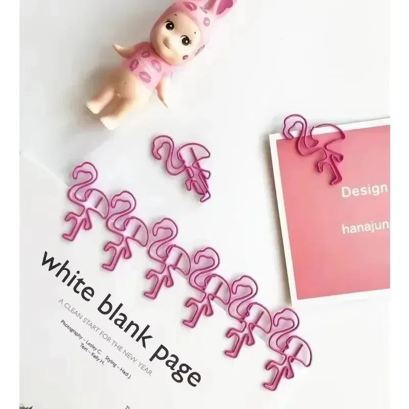 Cute Pink Flamingo Paper Clips Animal Bookmarks – 10 Pcs Animal Paper Clips Qme