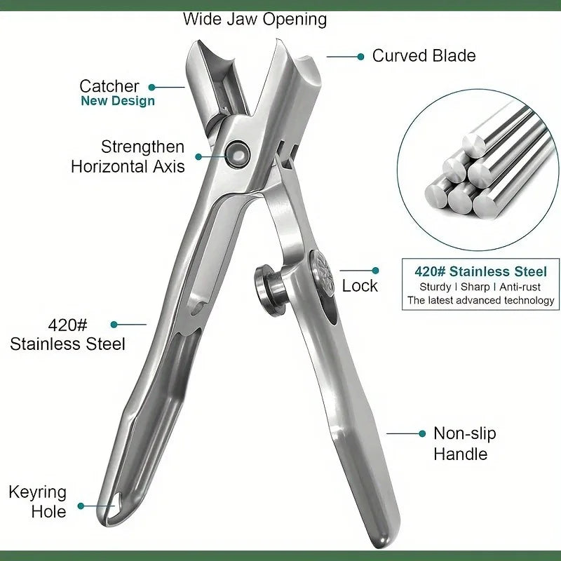 Wide Jaw Nail Clipper for Thick Nails – Sharp Stainless Steel Nail Clipper Qme