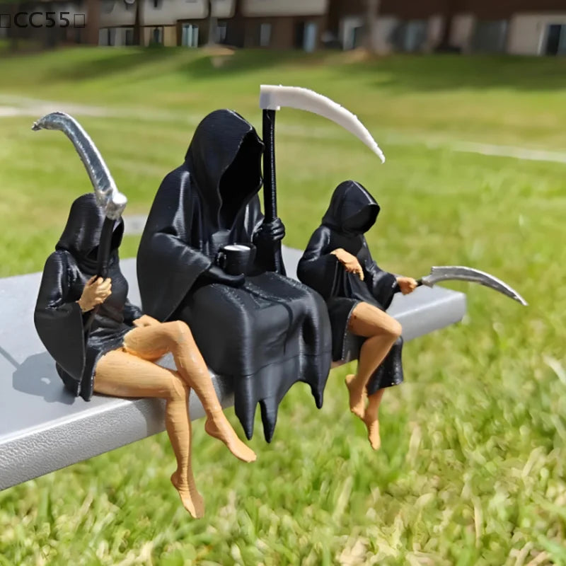 Gothic Grim Reaper Sisters 3D Printed Sculpture Spooky Statue Gothic Resin Sculpture Qst