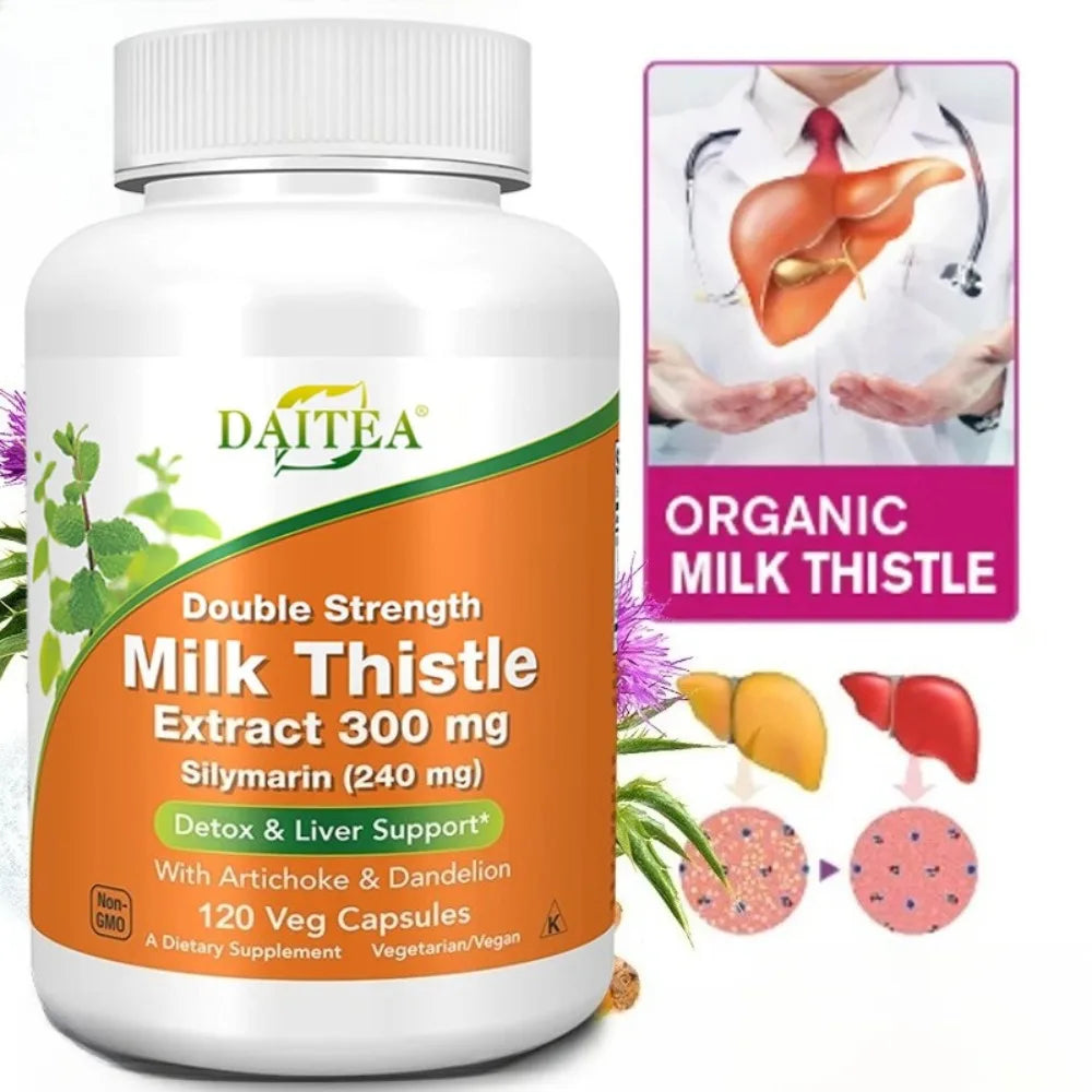 Milk Thistle 300mg Capsules + Dandelion Root | Liver Support Herbal Supplement Qst