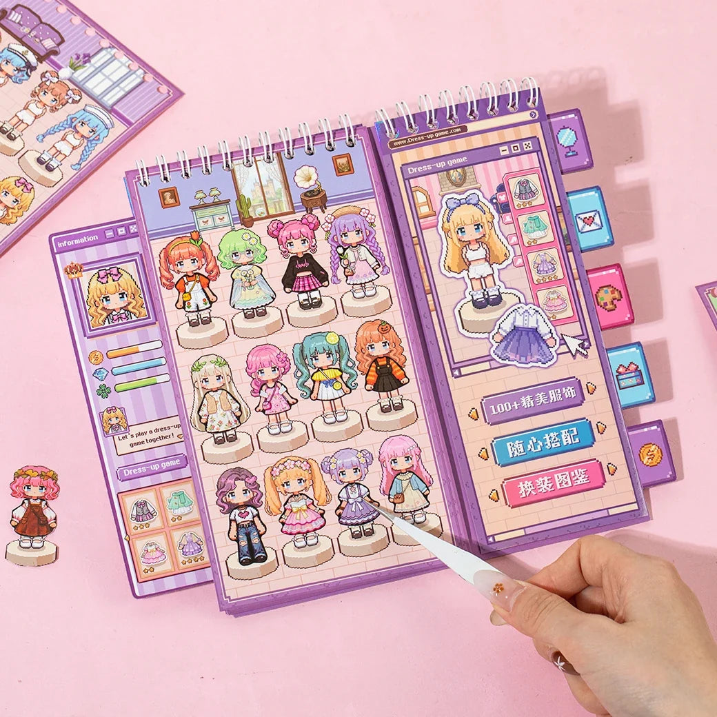 TIANZI Pixel Die-Cut Sticker Book – DIY Diary & Planner DIY Sticker Book Qme